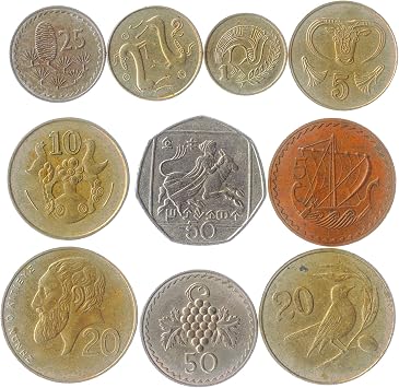 10 MIXED CYPRUS COINS 1-50 CENTS CYPRIOT COINS COLLECTION FROM 1963. PERFECT CHOICE FOR YOUR COIN BANK, COIN HOLDERS AND COIN ALBUM