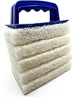 Vista 1 de Limpiador de baño con mango de 6 piezas, cepillo de esponja de limpieza resistente, almohadillas de limpieza para baño, blanco, antiarañazos, quitar