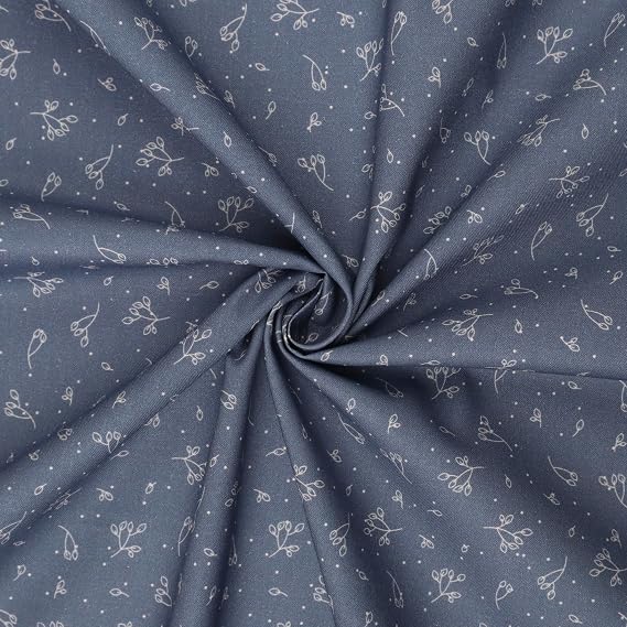 Mook Fabrics Cotton Blenders Leafy Dot, Denim Cut by The Yard