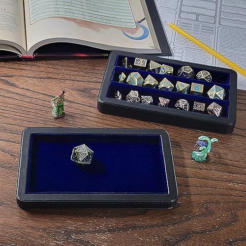 Miniatura 6 de Forged Dice Co. Estuche de dados de 3 filas de alta calidad, caja de almacenamiento de dados de metal con bandeja forrada de fieltro, color azul