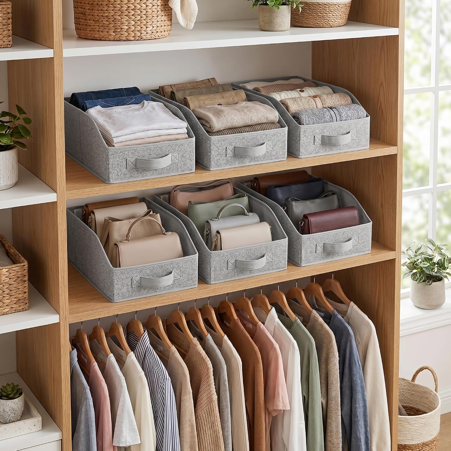 GRANNY SAYS Trapezoid Closet Organizers, 10" Lx15¾Wx6¾H, Gray, 6-Pack image 2