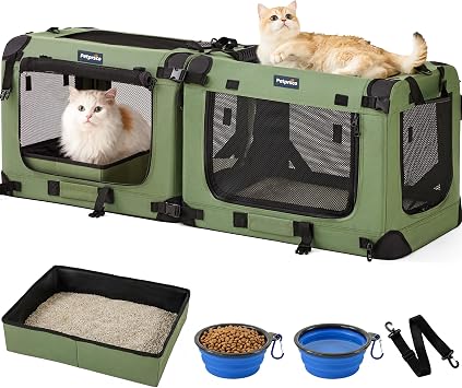 Petprsco Extra Large Cat Carrier for 2 Cats, Fits for MultiCat Car Travel