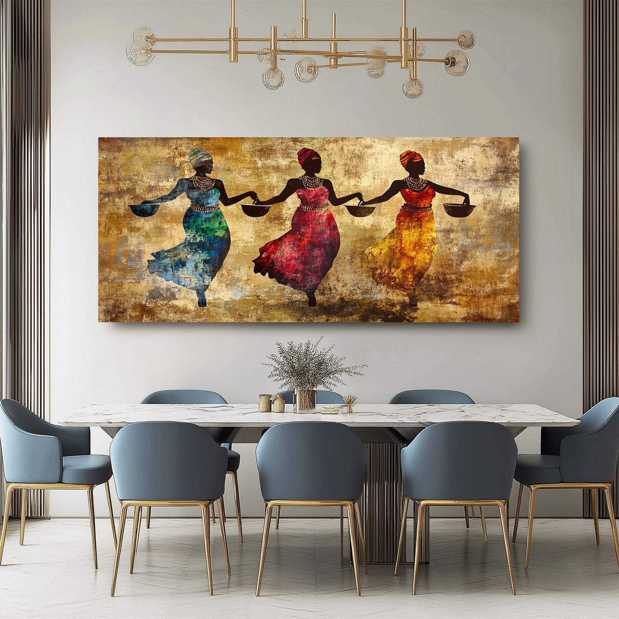 SKOEUI Grandi Quadri Moderni Soggiorno Africano Etnico Quadro con Cornice | Donna Figurativa 1 Pezzo 60x120 cm Stampa su Tela Decorazione da Parete per Salotto, Camera da letto, Cucina