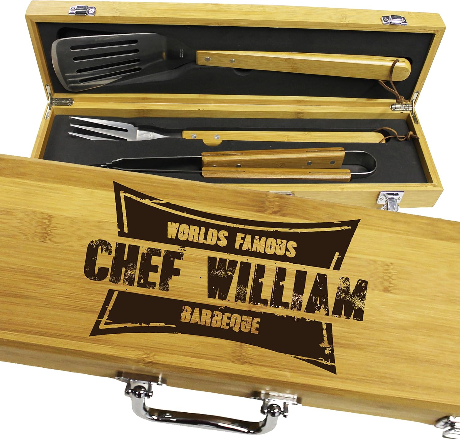 My Personal Memories Personalized Engraved Grill BBQ Gifts Set for Men Dad Father Him - Barbecue Grilling Set with Tools