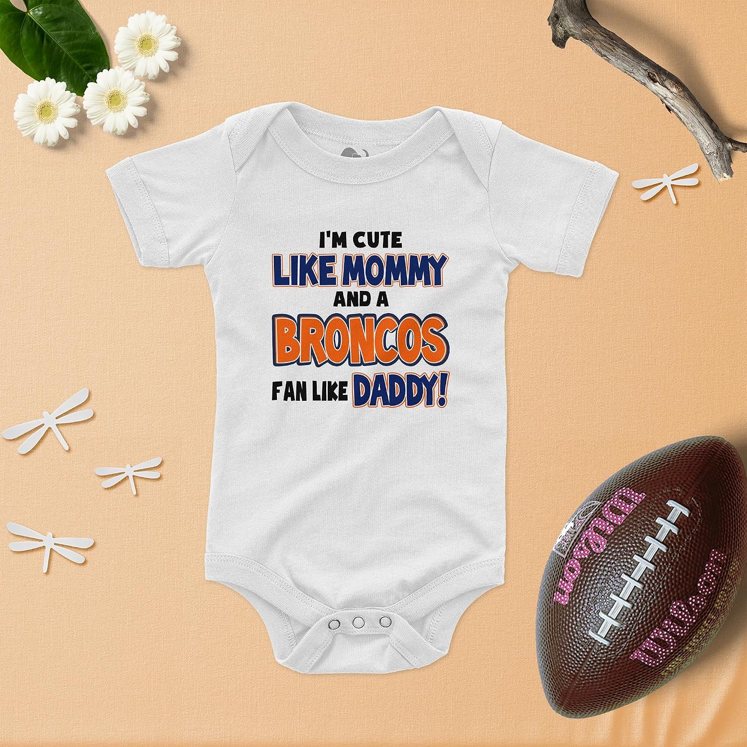 NanyCrafts Baby's I'm Cute like Mommy and a Broncos Fan like Daddy Bodysuit