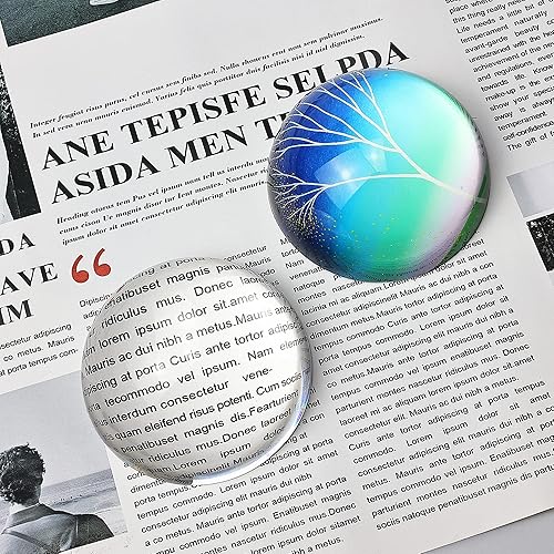 Lupa de cúpula de cristal, lupa de lectura de pisapapapeles, decoración de fotografía, 5 x lupa óptica, ayuda de lectura para leer planos, mapas,