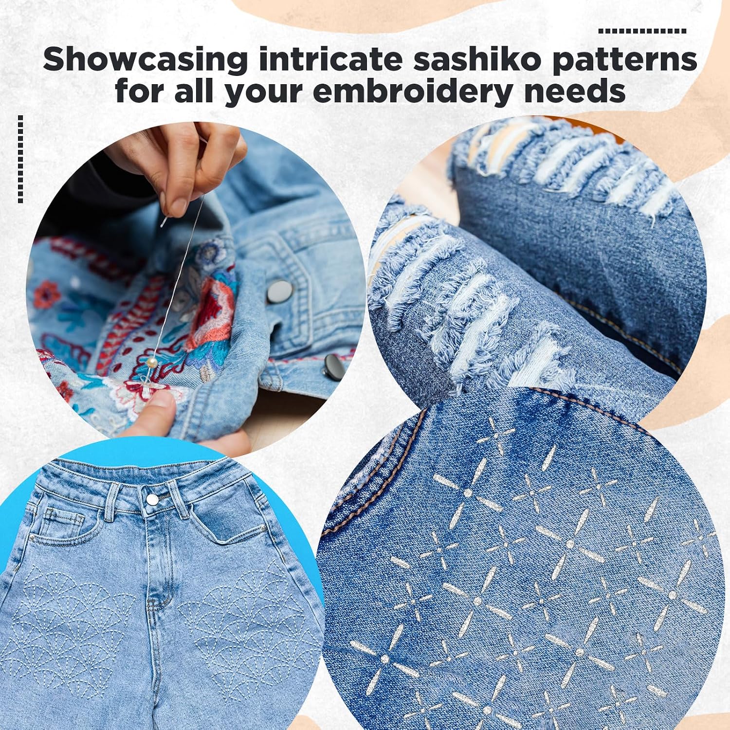 Affrolling 30 Pcs Plastic Sashiko Stencil 4.7 x 4.7 Inch Geometric Sashiko Pattern Template Drawing Line Quilting Stencil Embroidery Pattern Stabilizers for Sewing Hand Quilting and Embroidery