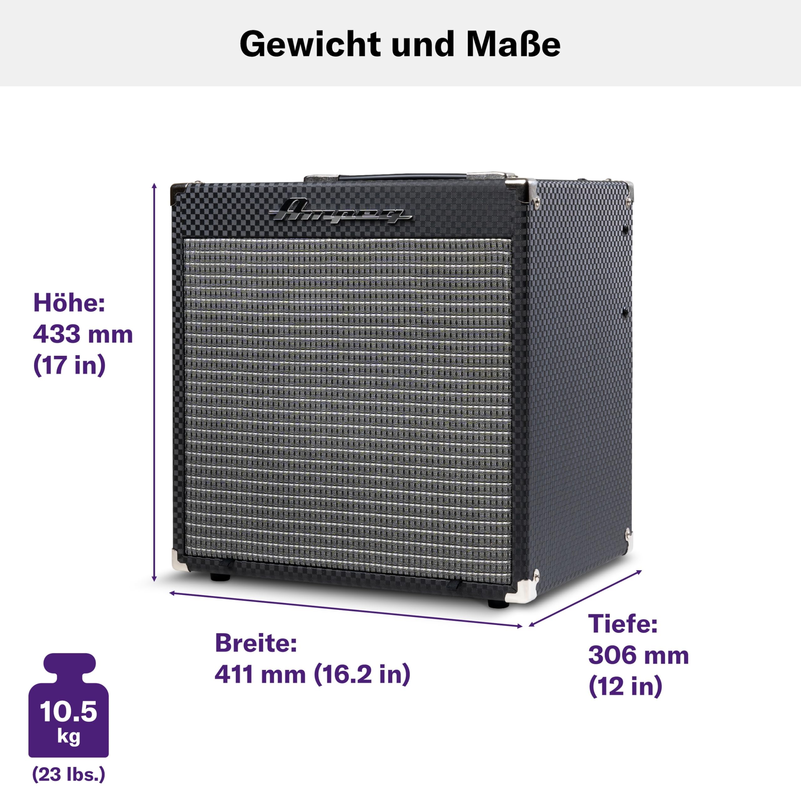 AMPEG RB-108 Basscombo – 30W Übungsverstärker mit AMPEG Legacy Preamp, SGT Overdrive, 3-Band-EQ, AUX-Eingang, Kopfhörerausgang und 1x8 Speaker – Schwarz