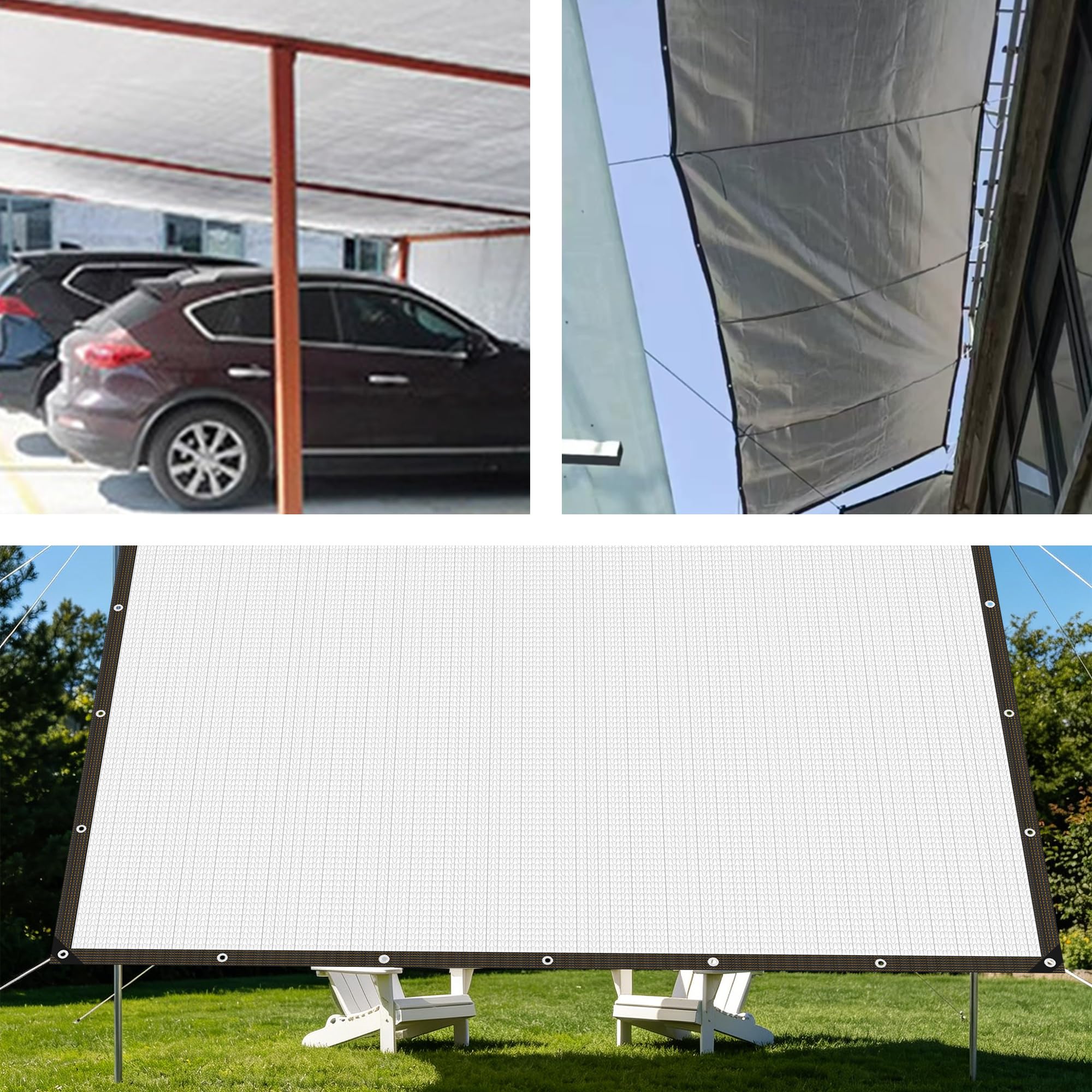 Aluminiowa Tkanina Zacieniająca Z Przelotkami 130 x 540 cm Oddychający Ogrodowa Markiza Przeciwsłoneczna Łatwa Instalacja Do Użytku Na Zewnątrz, Patio, Rośliny, Srebro