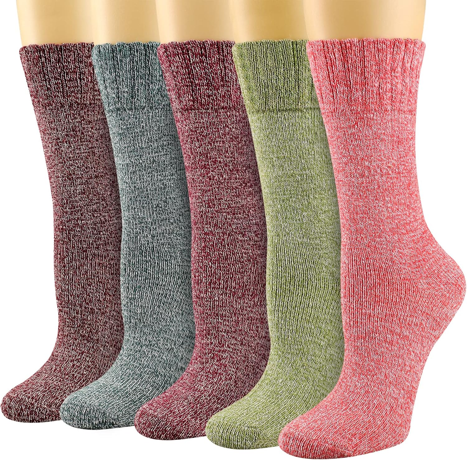 Heatuff Women's Winter Wool Socks Warm Soft Full Cushion Crew Socks (5 Pairs)