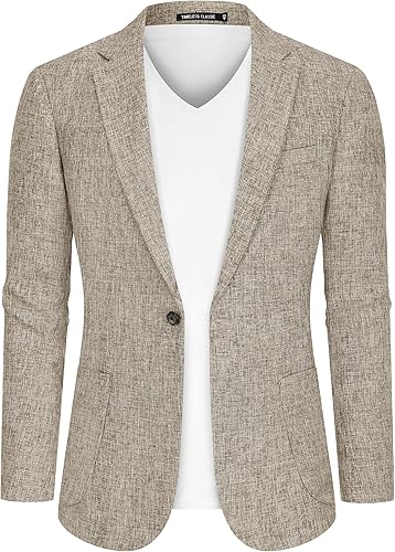 Blazer casual para hombre, chaqueta de lino ajustada, chaquetas de traje para hombre, blazer casual, abrigo deportivo, trajes de lino