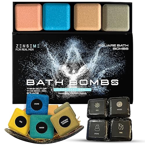 Bombas de baño para hombres, juego de 8 bombas de baño naturales perfumadas orgánicas hechas a mano de 2.5 onzas con aceites esenciales naturales,