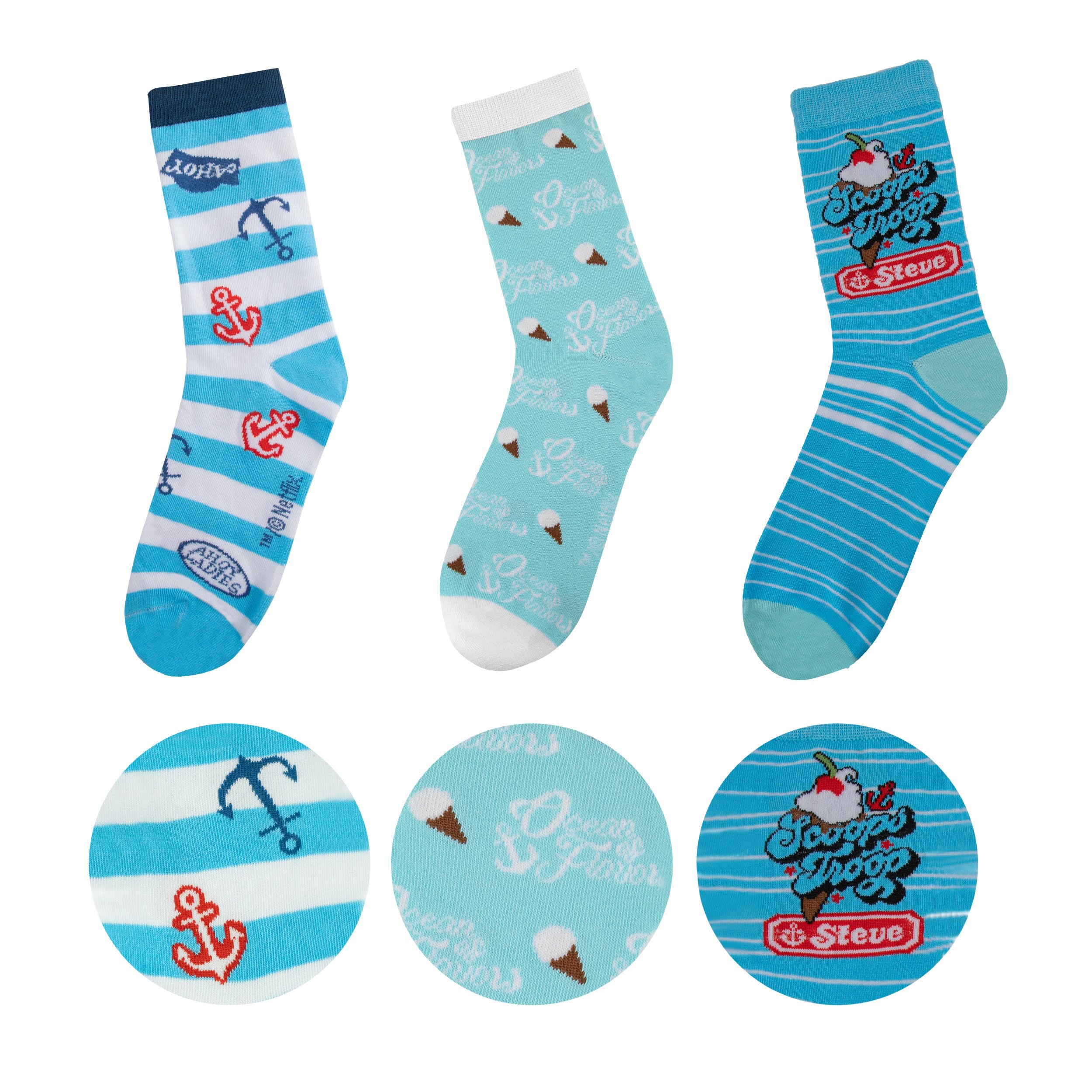 Acotis Jewellery Blue Set Of 3 Scoops Ahoy Socks Cr1680
