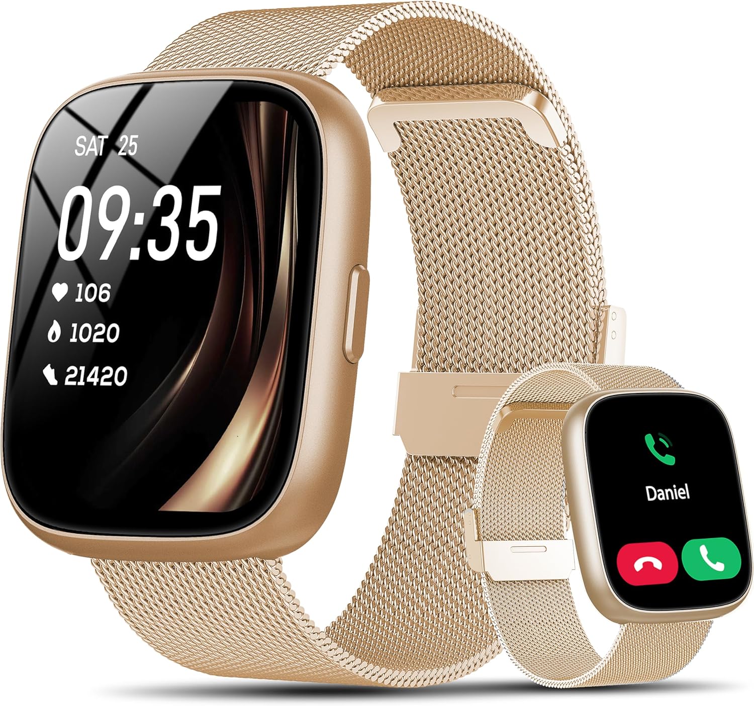 Smartwatch Damen mit Alexa, 1.83" HD Fitness Tracker mit Bluetooth Anrufen/Schrittzähler/Herzfrequenz/Schlafmonitor, 120+Sportmodi Fitnessuhr, IP68 Wasserdicht Sportuhr Smart Watch für Android iOS