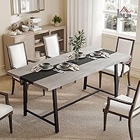 Vista 3 de HOMCOM Mesa de comedor industrial para 8 personas, mesa de cocina rectangular de 70.9 pulgadas de largo con mesa grande y patas de acero