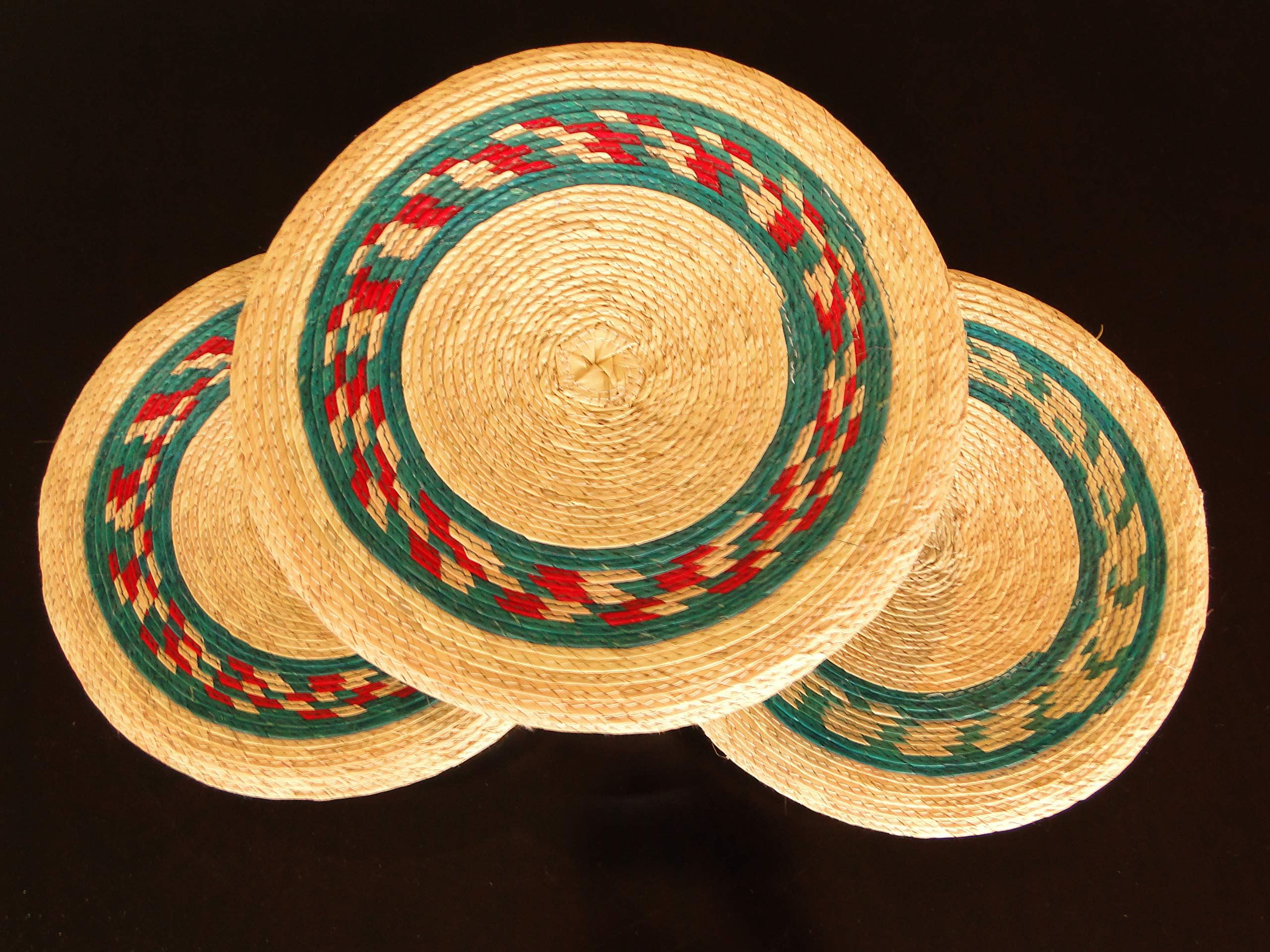 Mexikanische handgefertigte Palmenkörbe mit Deckel und 1 gewebtes Serviettentuch (Servilleta mexicana), 100 % Baumwolle, umweltfreundlich, Tortillero-Stövchen (Tortillero), für Party, Blau, 2 Stück