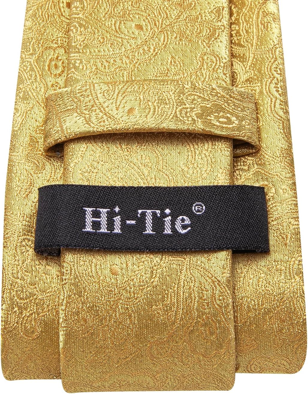 Hi-Tie Mens Plaid Ties Classic Paisley Necktie with Handkerchief Cufflinks Set Business Stripe Tie - Image 5