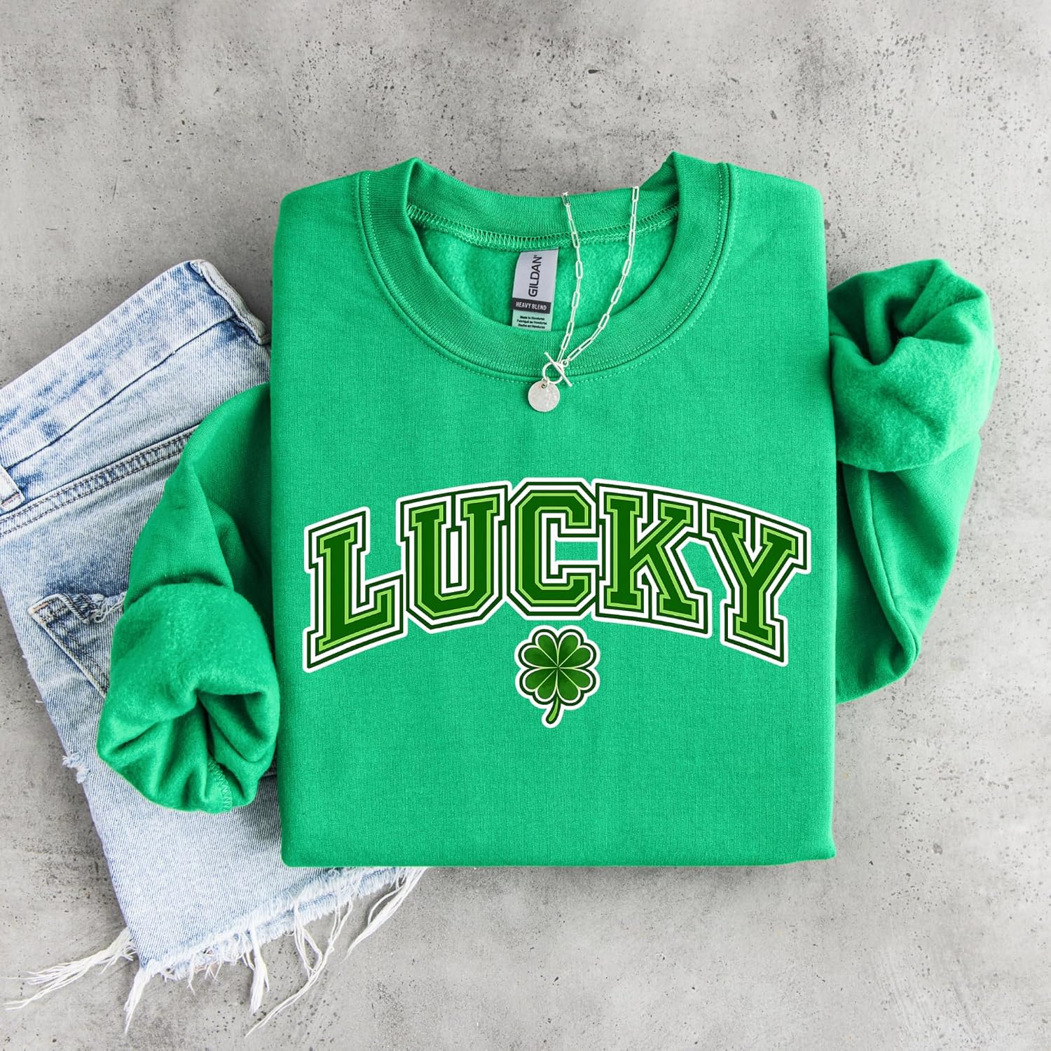 Lucky Shamrock Sweatshirt for Women – St. Patrick’s Day Green Crewneck Cute Clover Lucky Style - Image 4
