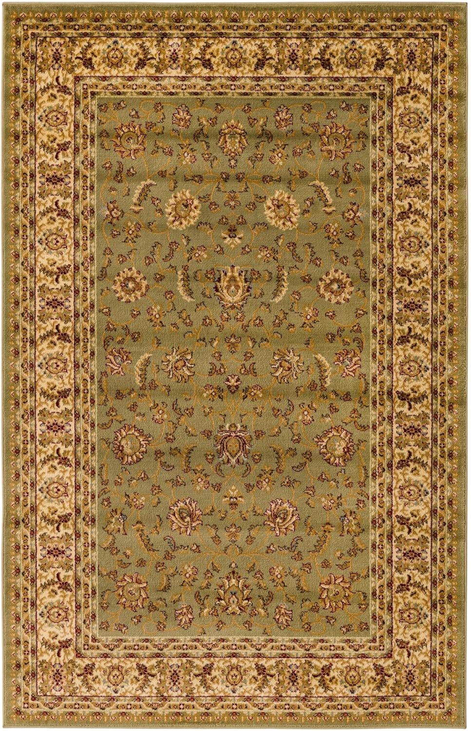 Rugs.com Aditi Collection Rug – 5' x 8' Green Low Rug Perfect for Living Rooms, Large Dining Rooms, Open Floorplans
