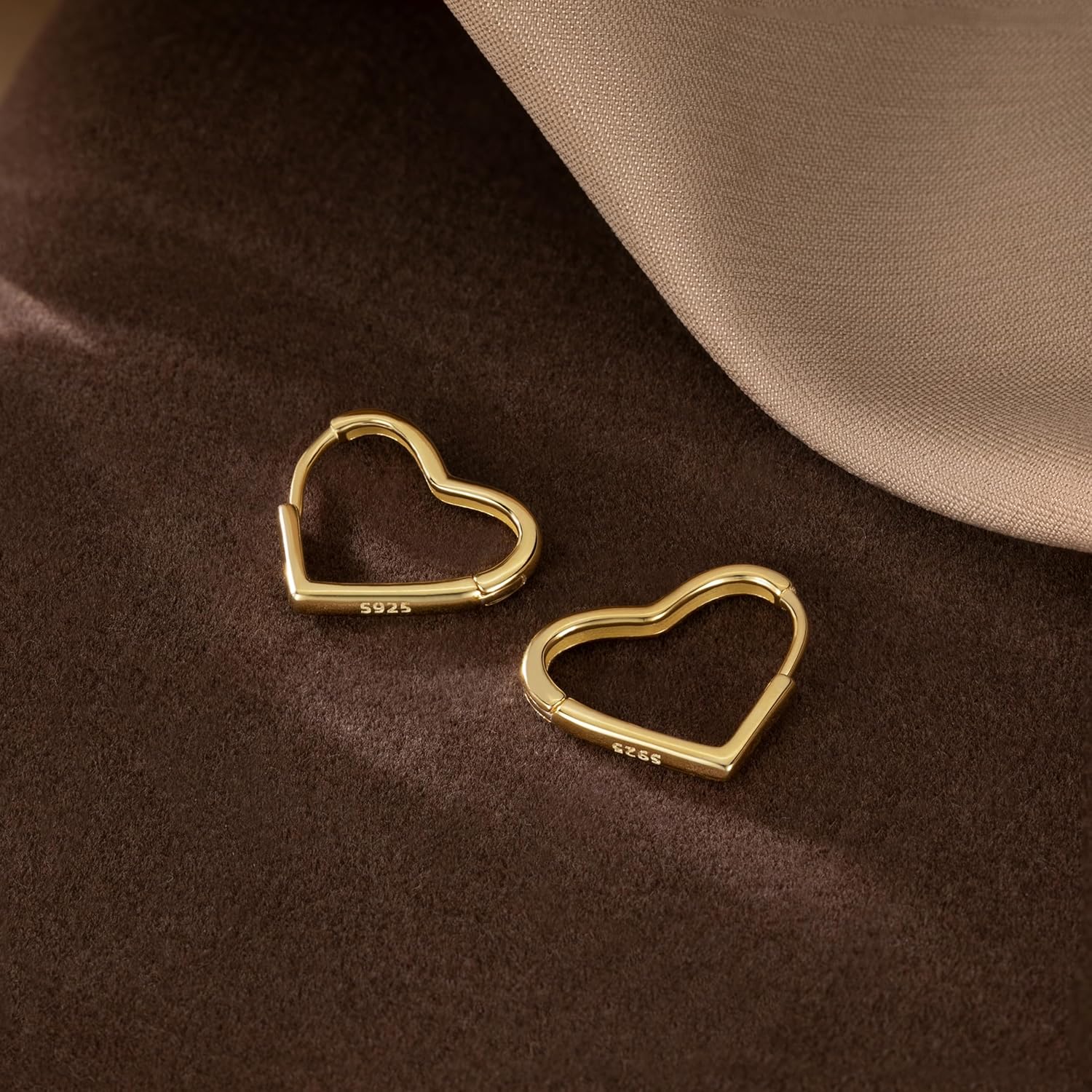 Reffeer Solid 925 Sterling Silver Heart Earrings Hoop Minimalist Sleeper Huggie Earrings For Women