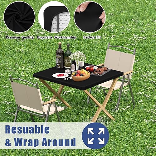 Miniatura 75 de Paquete de 4 manteles rectangulares de elastano de 6 pies, elásticos y ajustables para pícnic, elásticos y lavables para exteriores, campamentos