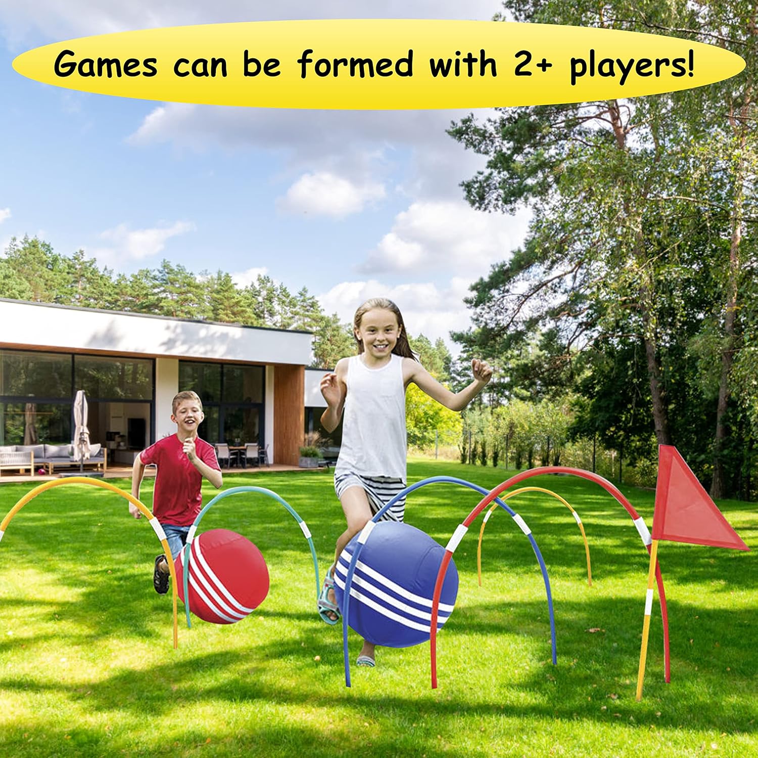 Kovot Giant Kick Croquet Game Set | Includes Inflatable Croquet Balls, Wickets & Finish Flags : Sports & Outdoors