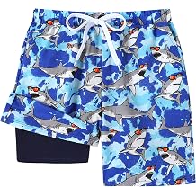 Boys Swim Trunks Quick Dry Compression Liner Swimsuit Shorts Kids Bathing Suit with Pocket UPF 50+ Swimwear 5-10 Years