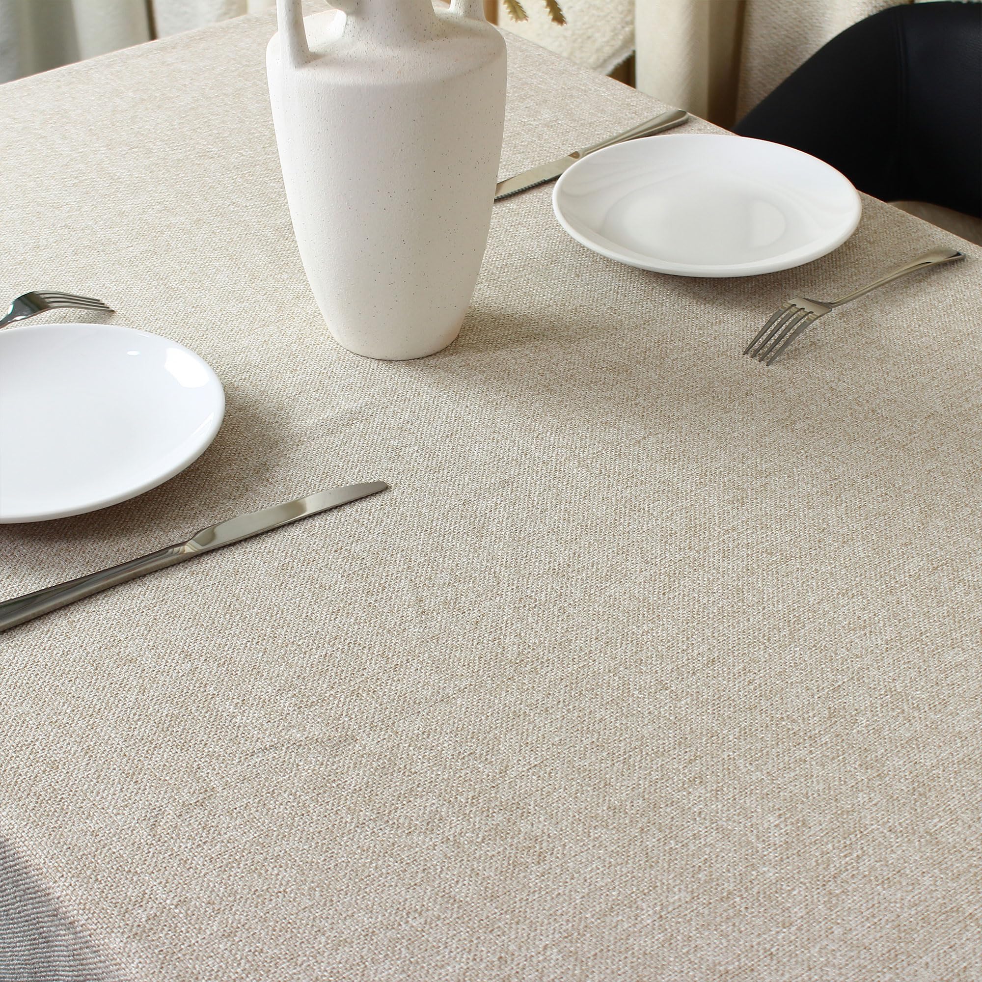 homeart Beige Tablecloth 160 × 260 cm (63″ × 102″) – Elegant, Durable, Water-Resistant & Wipeable Fabric Rectangular, Washable, Fade-Resistant, Decorative Dining Table Cover for Kitchen, Events