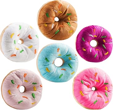 Plush Donut Toys with Sprinkles 6-Pack Stuffed Donut Party Decorations