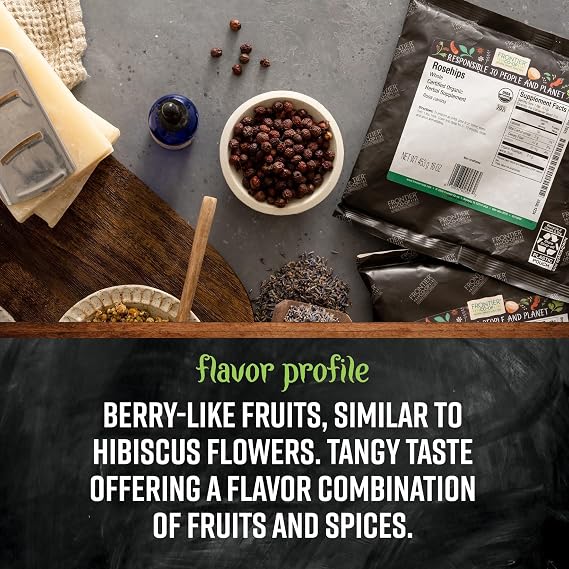 Frontier Co-op Organic Seedless Rosehips, Cut and Sifted, Natural Dried Rose Hips for Rosehip Tea Organic, Powder, Oil, Kosher | 16 Ounce (Pack of 1)
