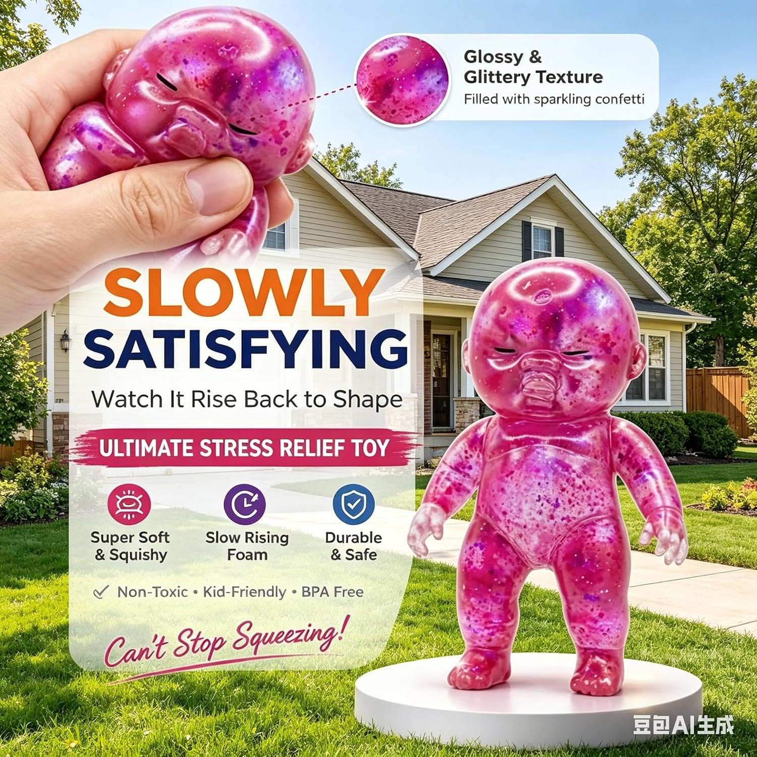 2 PCS Baby Squishy Toys,Squishy Babies Glittery,Sugar Baby Squishy,Sugar Swaps Squishies Babies Sensory Fidget for Stress Relief & Teens Adults, Party Favors Gifts