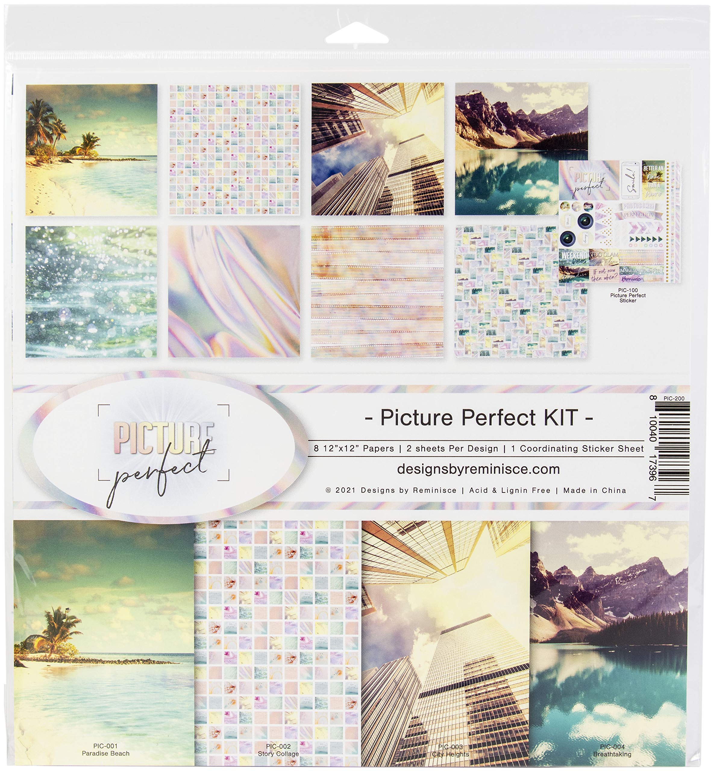 Reminisce Picture Perfect Scrapbook Collection Kit Paper Crafts, Multi Color Palette