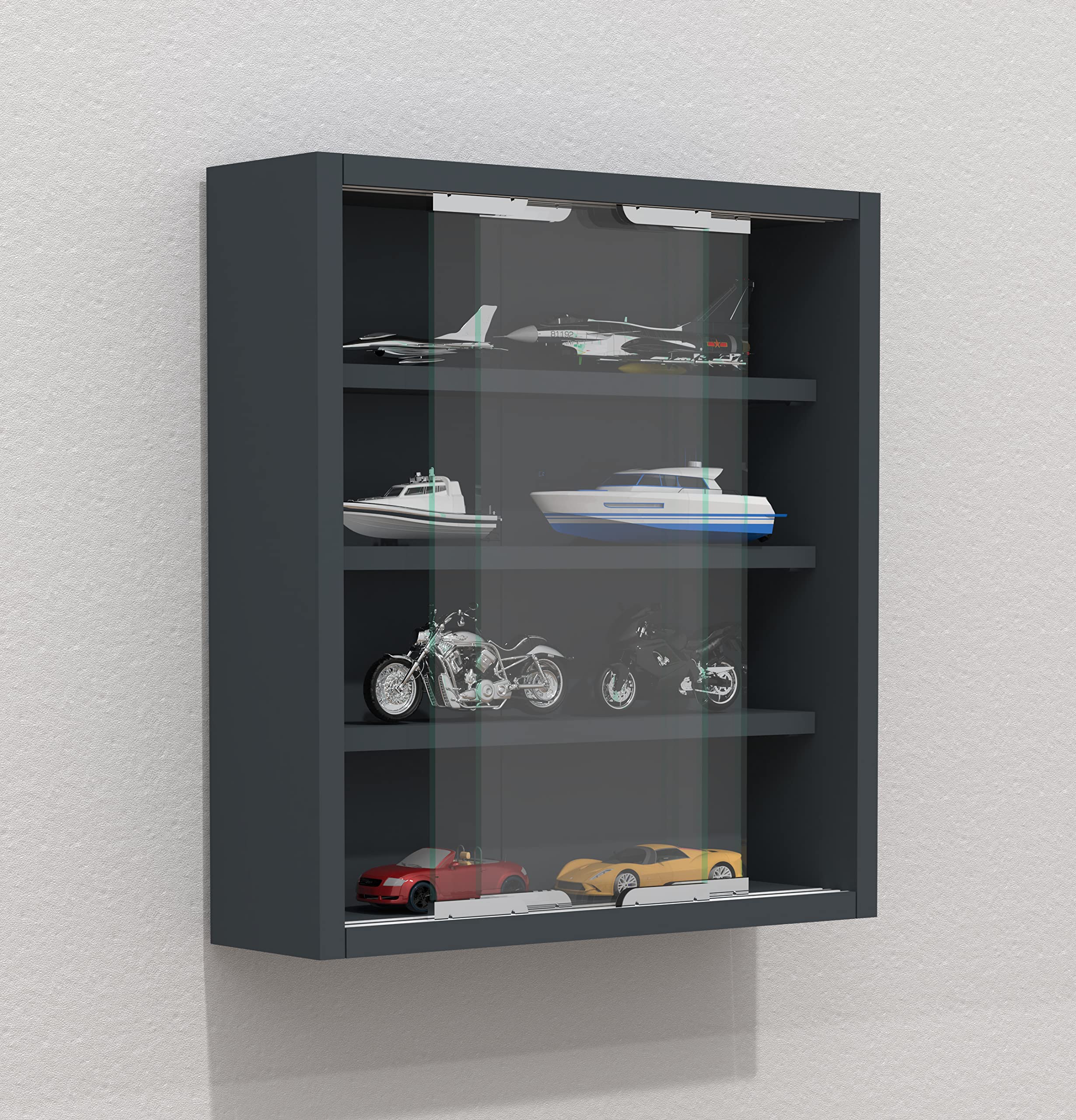 VCM Glasvitrine hängend | Vitrine Glas mit ESG-Sicherheitsglas | Maße: H. 40 x B. 37 x T. 10 cm| Hängevitrine Glas | Modern und platzsparend | Glas Vitrinenschrank - Agisa S