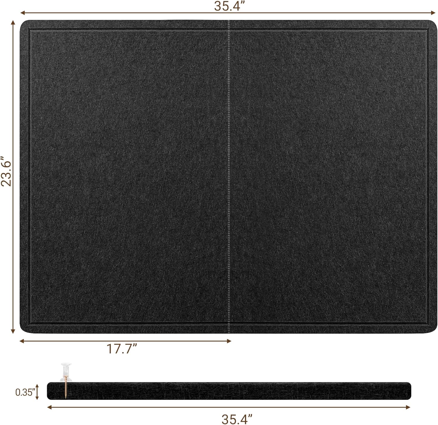 AKTOP Large Bulletin Board, 24" x 36" Foldable Felt Notice Pin Board for Wall, Decorative CorkBoard Photo Display Board with Self-Adhesive Tape, Vision Board Cork Board Alternative with 25 Pushpins