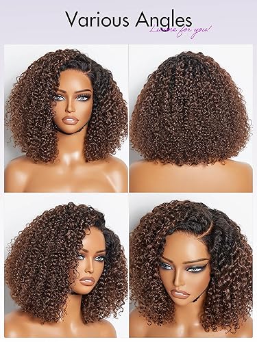 Miniatura 7 de LUVME HAIR Peluca de cabello humano rizado de 12 pulgadas, precortada, sin pegamento, HD, con cierre de encaje, color negro natural con raya lateral