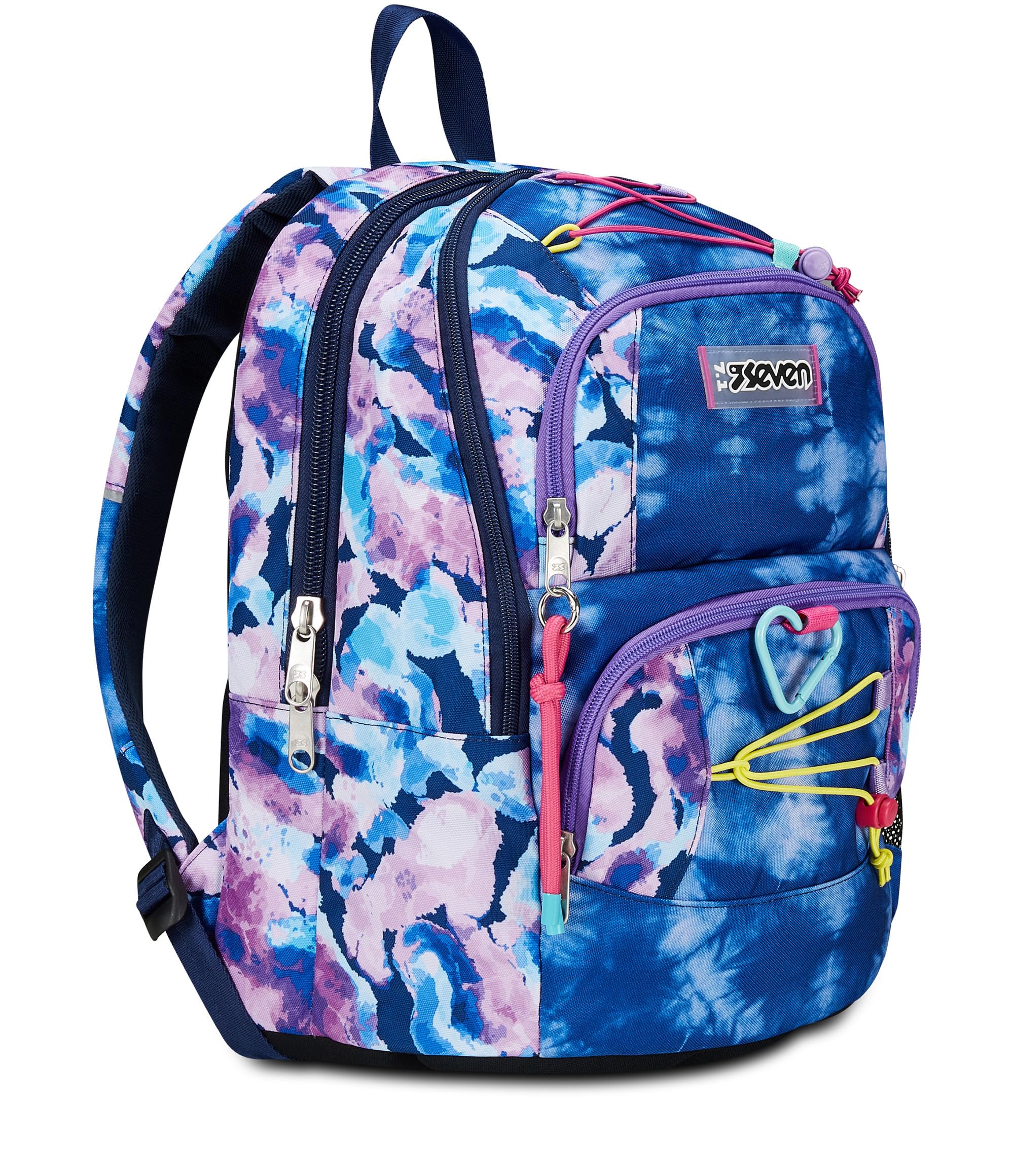 Seven Zaino Scuola Adavanced Pockets, Viola Fucsia, Custom Cloud, Zaino Doppio Scomparto Multi Tasche, Con Tasca Porta PC, Tasca Porta Borraccia e Organizer, Zaino Medie e Superiori, Bambina Ragazza