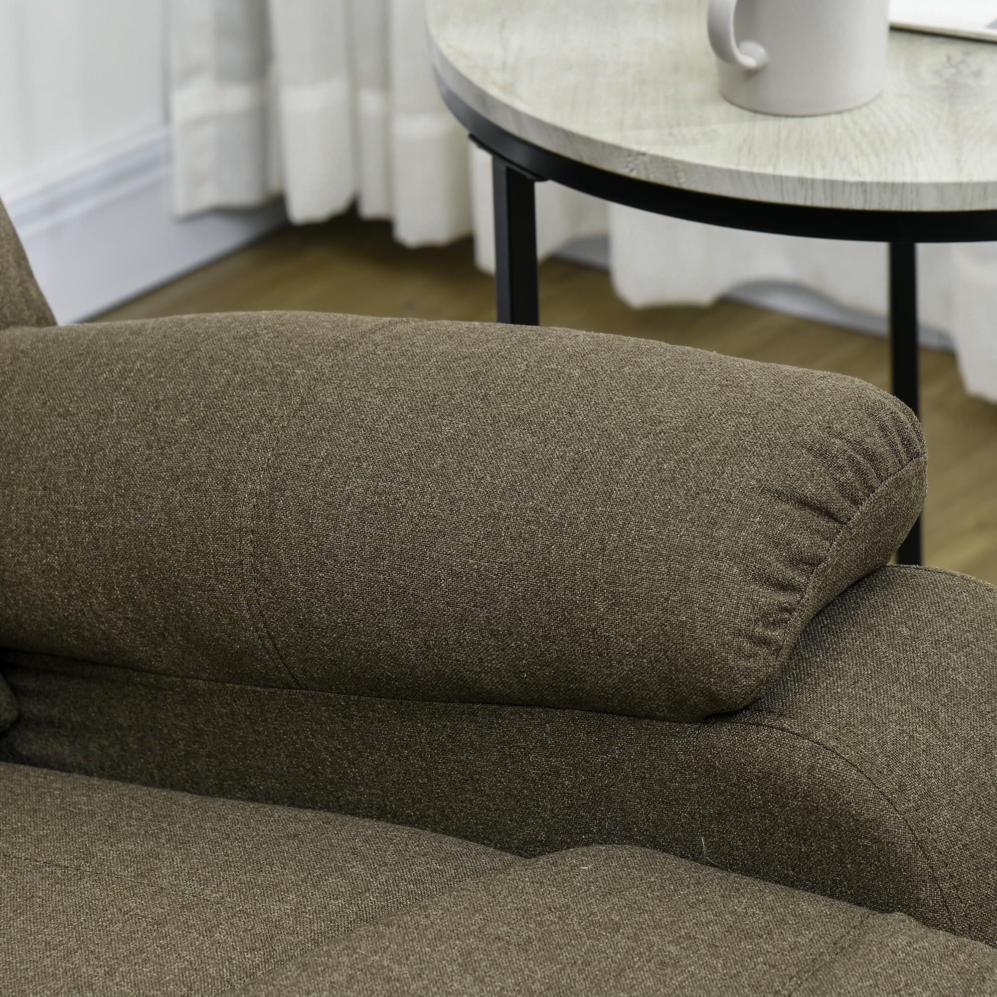 HOMCOM Fauteuil Relax Manuel Fauteuil TV avec Fonction Chaise Longue, Aspect Lin, Fauteuil TV avec poignée latérale, Repose-Pieds, supporte jusqu'à 150 kg, pour Le Salon, Marron