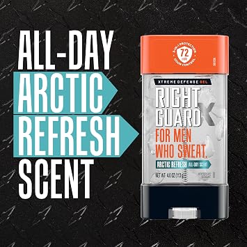 Right Guard Xtreme Defense Antiperspirant Deodorant Gel, Arctic Refresh Scent - 5-in-1 Deodorant Men Can Trust, 72-Hour Odor Control Invisible Gel for Men, 4 oz (4 Pack)