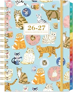 Planner 2026-2027 - 2026-2027 Cats Planner Weekly and Monthly, July 2026 - June 2027, 6.4"x 8.5", Cute Planners with Elastic Closure, Inner Pocket - Cats