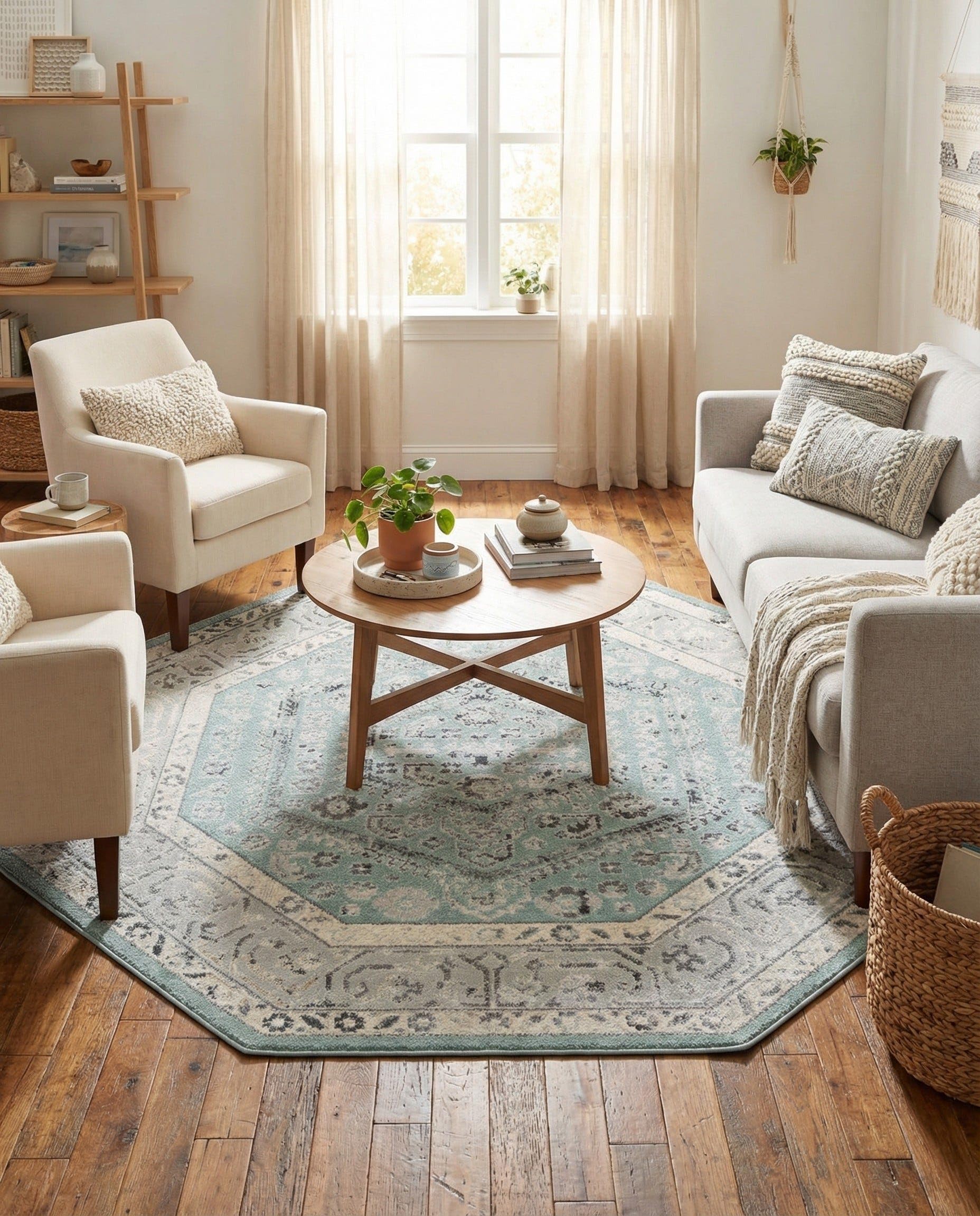 Amazon.com: Rugs.com - Aurelia Rug – 7 Ft Octagon Aqua Stain