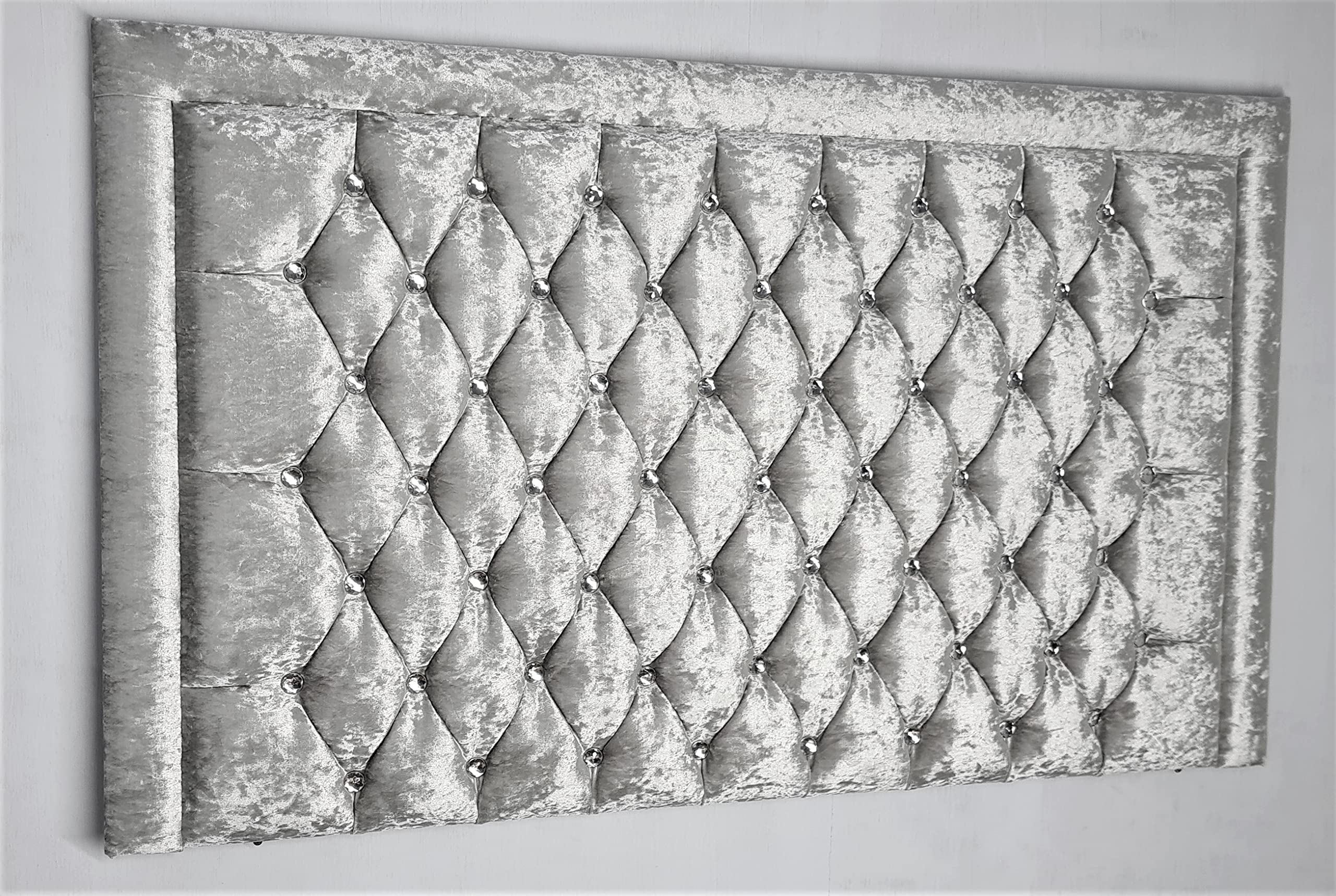 Hi-Q Furnishings 4ft6 Paris 32" Extra Tall Soft Plush Velvet Headboard UK Manufactured. (Silver)