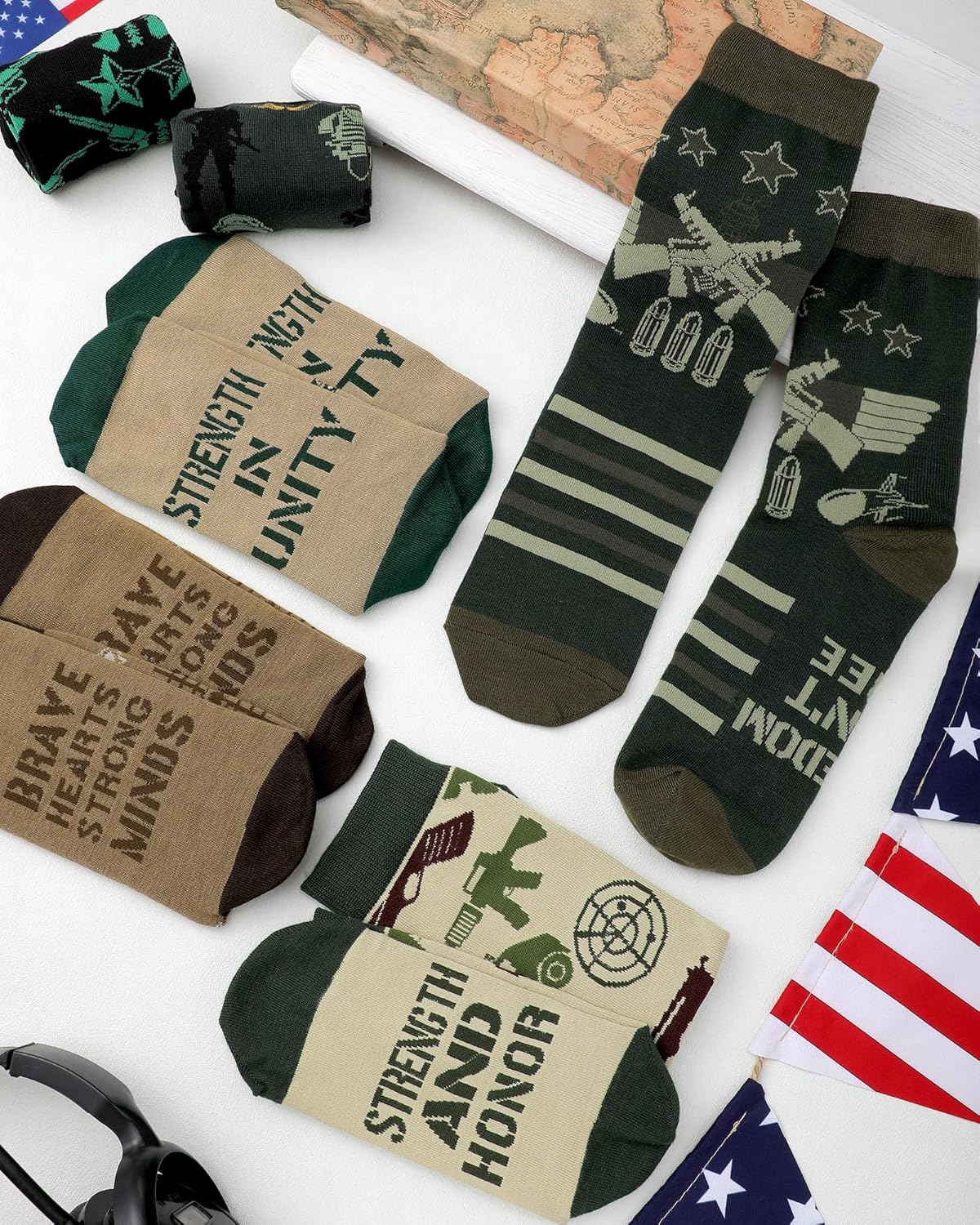 Cozypower 6 Pairs Valentine's Socks Military Crew Dad Men Funny Gift for Army Navy Airman Casual Appreciation for Daily Wear - Image 6