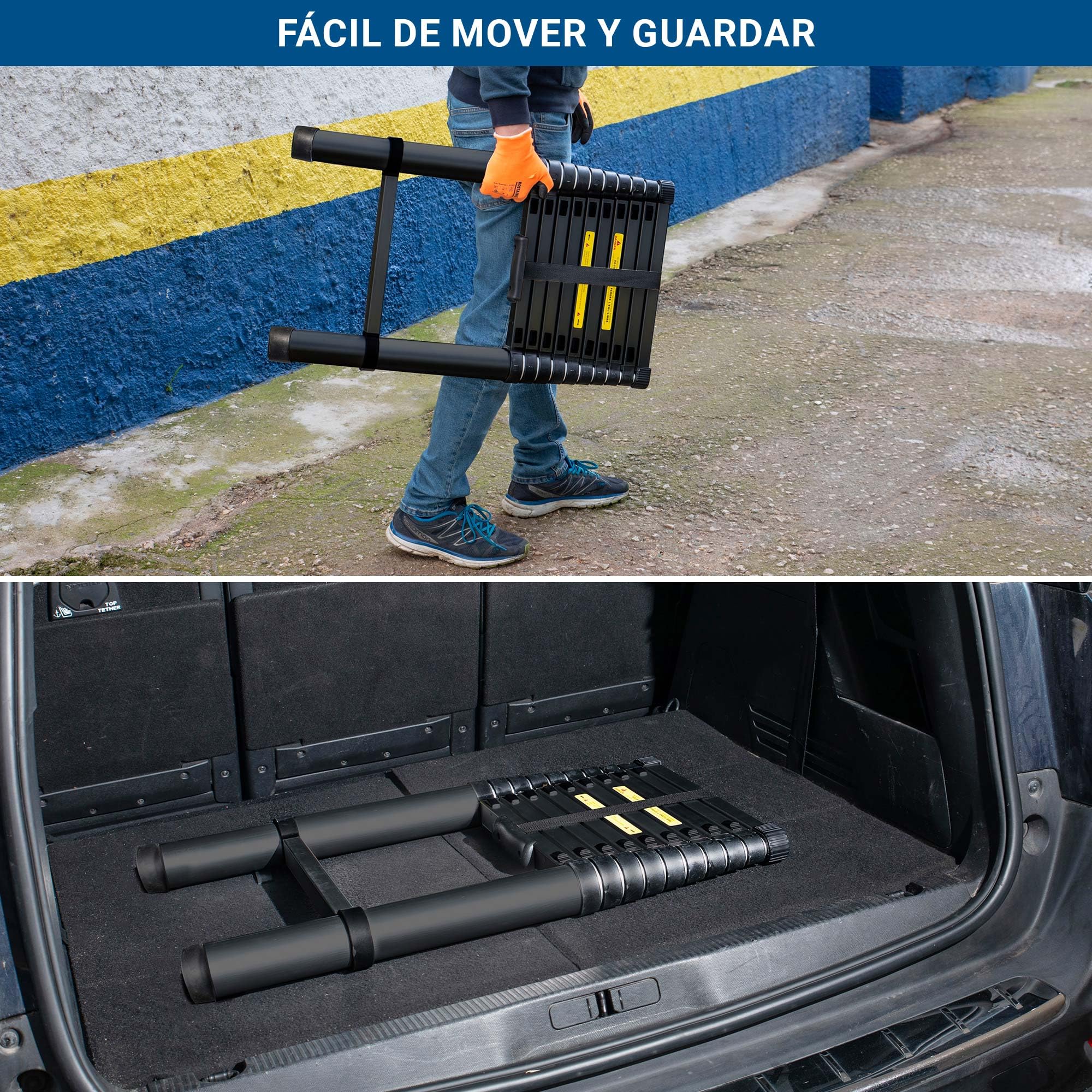 HOSTRÖM Escalera telescópica de 3,2 m TELESCOO11, Aluminio, Plegable, Extensible, Altura máxima de Trabajo 4,1 m, Norma EN131, garantía de 5 años.