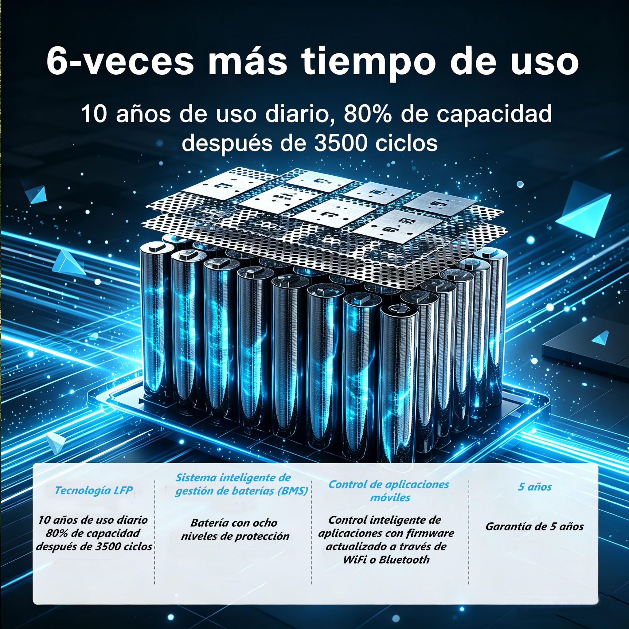 Estación de Energía Portátil PowerMax 6000, 3600Wh/7200Wh Batería LiFePO4, Generador Solar 6000W (9000W Pico), Carga Rápida 0-80% en 90 Min, para Camping, Autocaravana y Corte de Luz (3600Wh+400W)