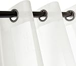 Sheer Curtains Faux Linen Semi Voile Light Filtering Drapes Pair for Bedroom Living Room, Set of 2 Grommet Top Window Curtain Panels (Each 54 x 95 Inch, Off White)