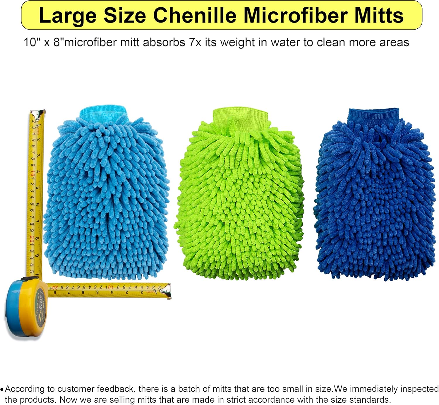 anngrowy Car Wash Mitt 2 Pack - Large Size Microfiber Wash Mitt Car Cleaning Mitts Premium Chenille Car Washing Gloves Winter Waterproof Car Wash Rag Sponge Kit with Lint Free & Scratch Free : Automotive