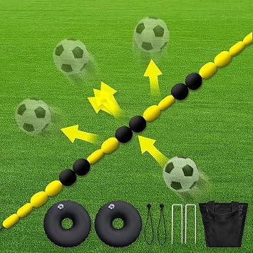 Goalkeeper Single Line Deflector 2.75m/4m Goalie Partner Training Equipment with 2 Water Bags Goalie Deflector Equipment Soccer Reflexes and Agility Training Aids 13FT/4M