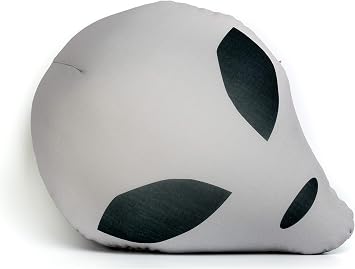 Grey Alien Head Soft Support Microbead Throw Cushion