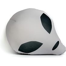Grey Alien Head Soft Support Microbead Throw Cushion