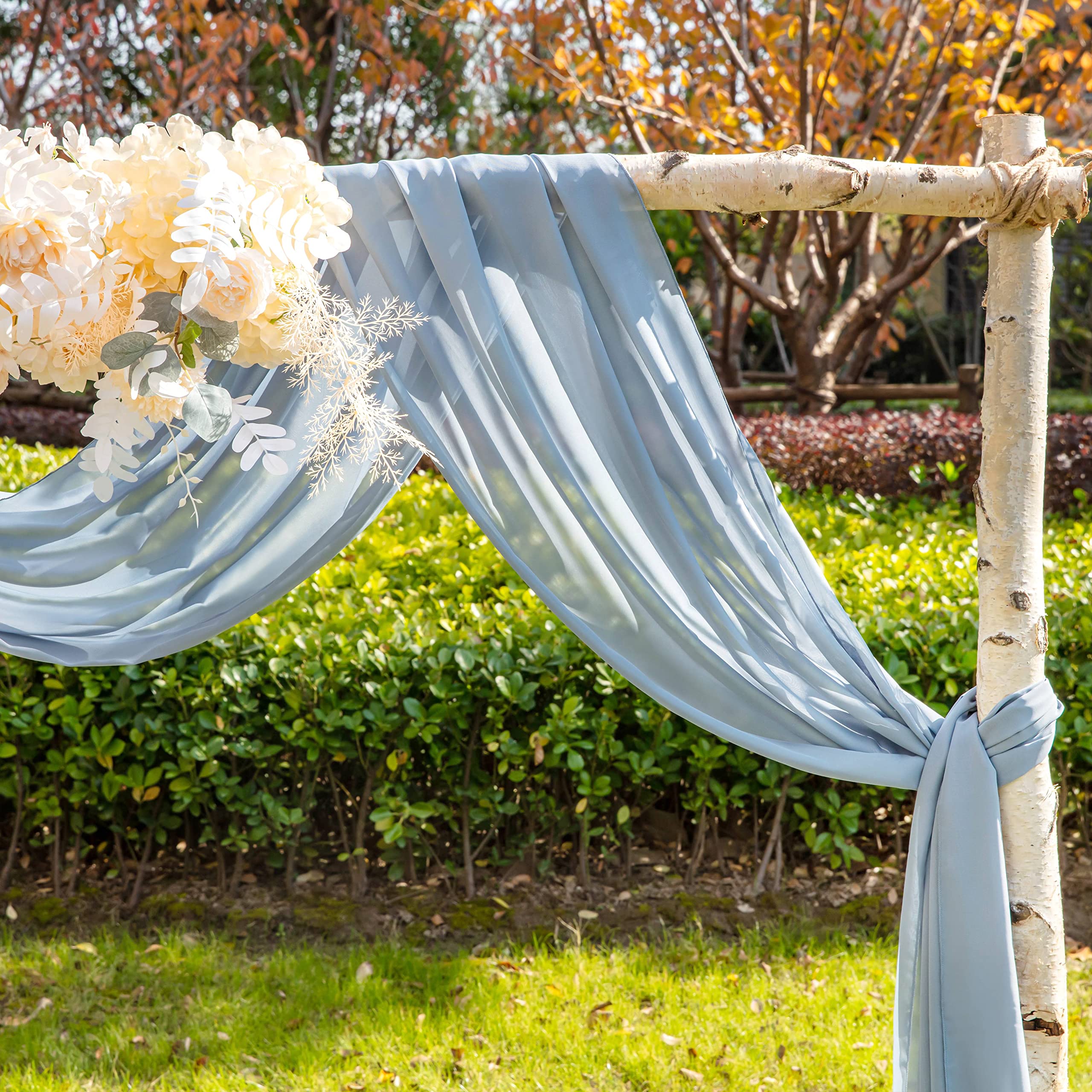 EBETA Cenefa de Boda Cortinas con cenefas, decoración a Mano alzada para Arco de Boda y Cortinas de Cama con Dosel de Arco de Ventanas Hechas de Tela de Gasa (Azul Ahumado, 70 x 600 cm)